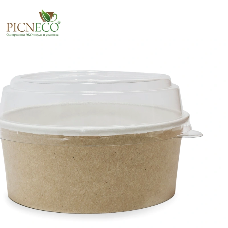 товар Контейнер круглый 600 мл, крафт/белый KM165K